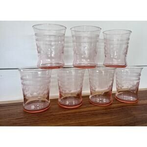 Pink Depression Juices Glasses Floral Etched Pattern (7)